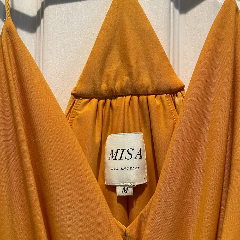 Misa Los Angeles Mustard Draped Midi Dress - Picture 6 of 7